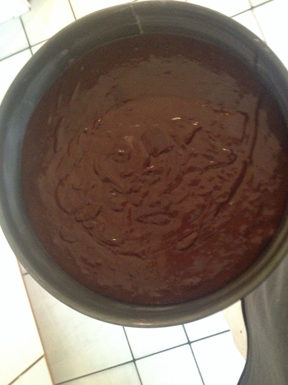 Add the mixture of the cake and cool it in the oven at 180 C for 35 mins