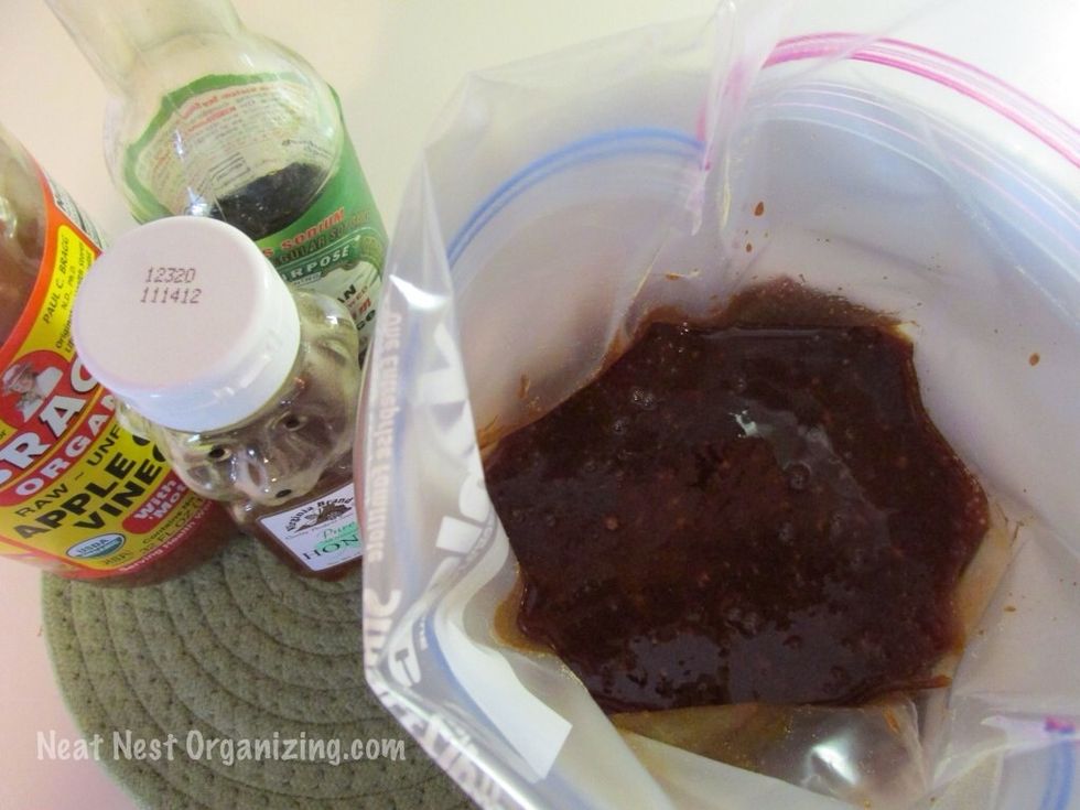 Add the mixture to the bag in the bowl; stir to combine.