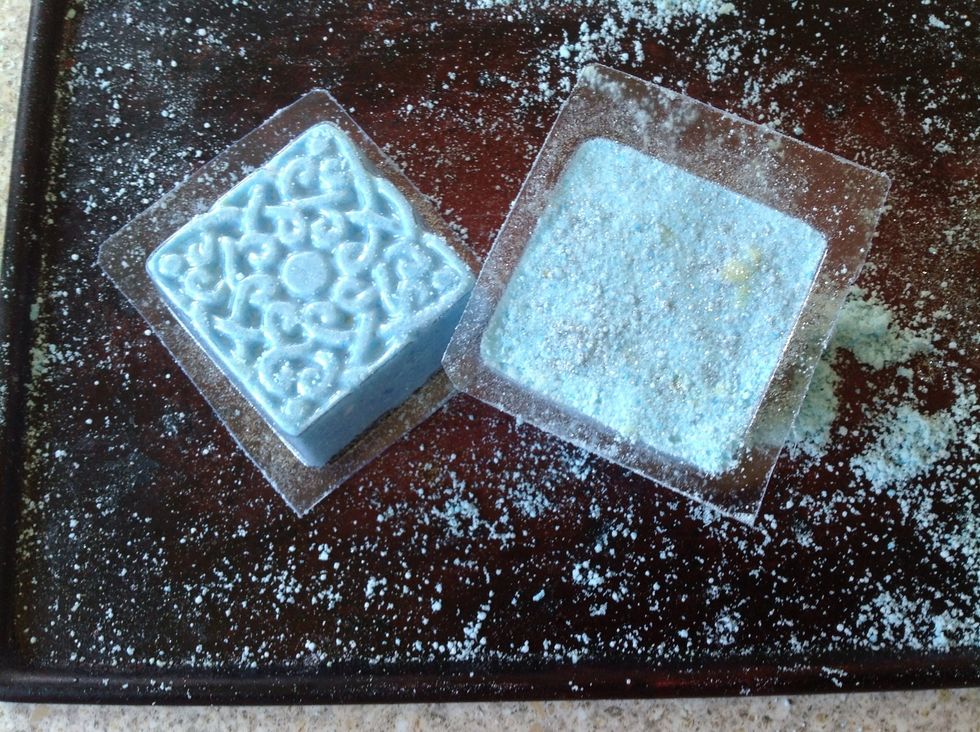 Add the mixture to the moulds. Pack it in tight.