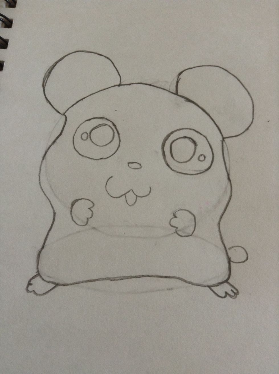 Add the mouth, nose, hands, feet, and tail.