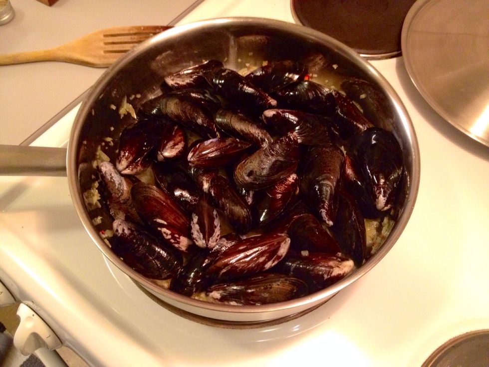 Add the mussels.