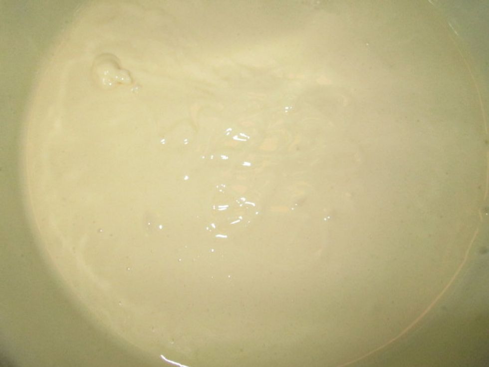 Add the oil and water and beat on medium speed for 2 minutes. If the batter is a little bit runny, add a little bit of flour to make it a little thicker.