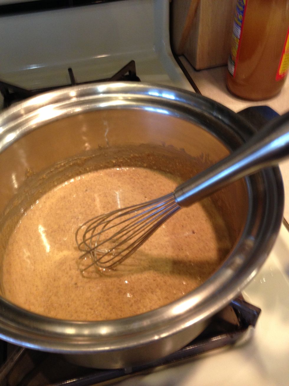 Add the oil, butters, psyllium, stevia, vanilla, mint and salt into a medium pot under very low heat, you want to just melt the ingredients together, do not boil.