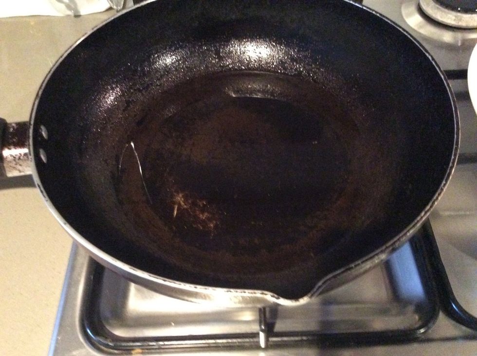 Add the oil to a pan and heat it for a minute.