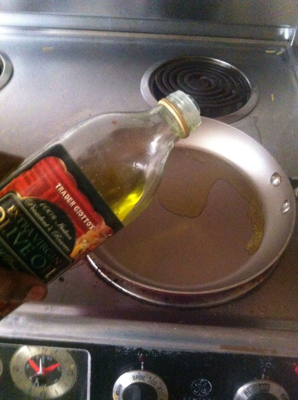 Add the olive oil at low heat