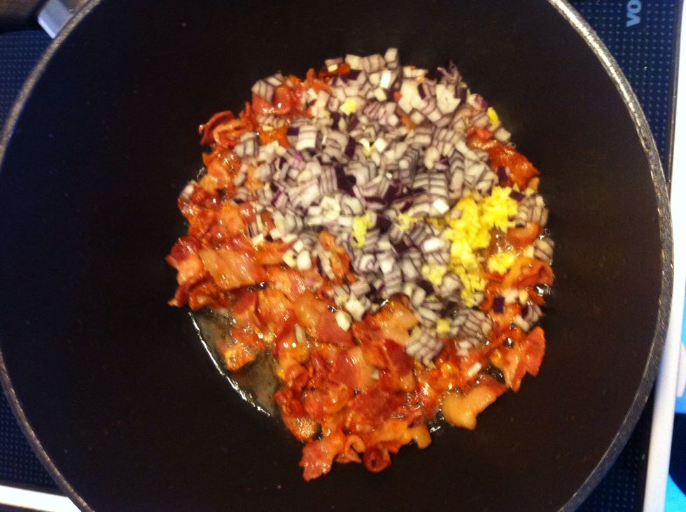 Add the onion and garlic