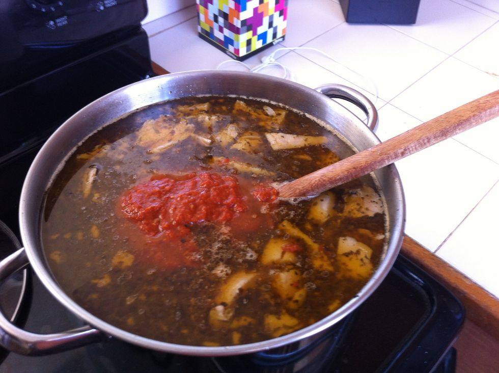 Add the onion pur\u00e9e and simmer about 20-30 more minutes