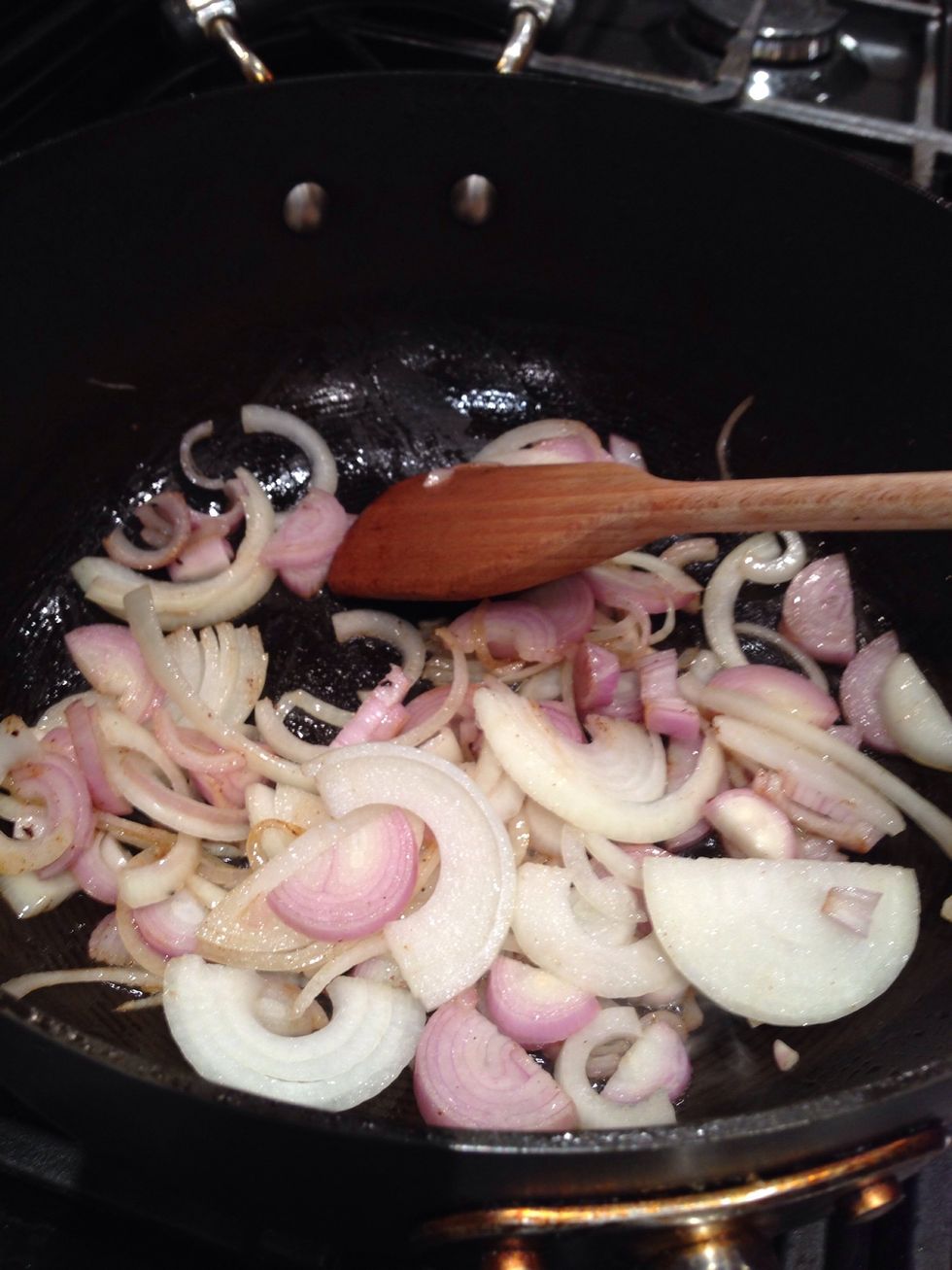 Add the onion to the pan and fry until soft. Add more oil if needed