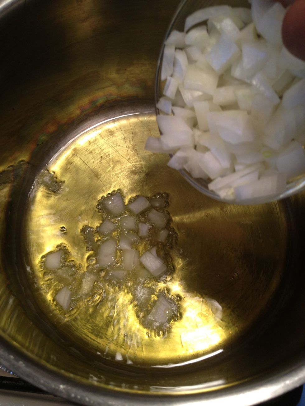 Add the onions to the pot, and let's cook it until slightly translucent.