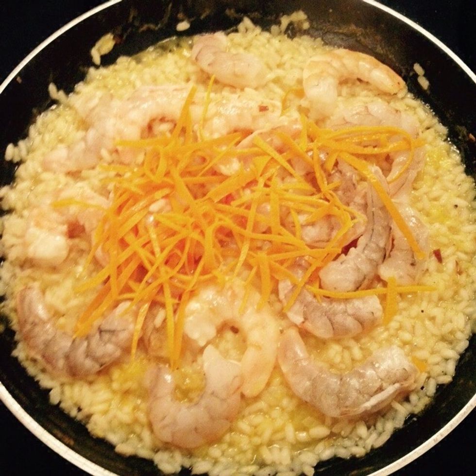 Add the orange zest as well and stir together for a couple of minutes.