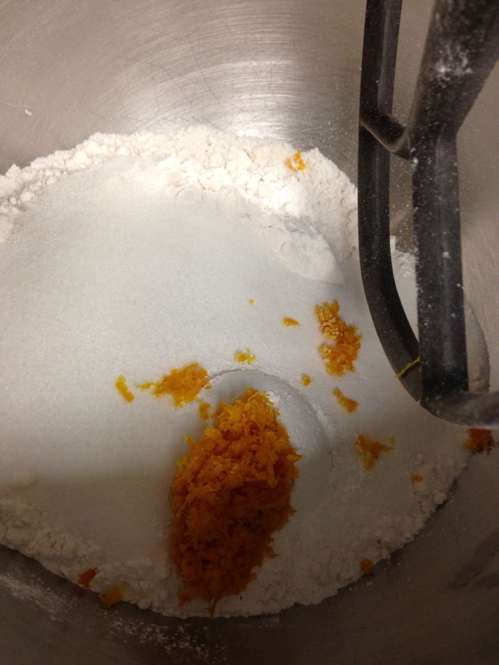 Add the orange zest to the flour mixture.