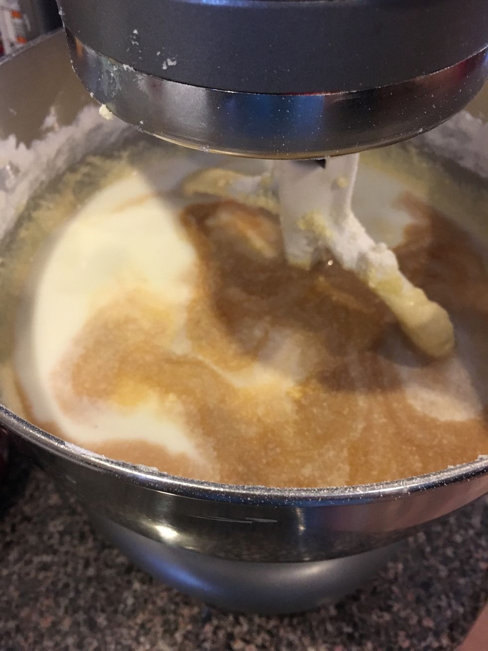 Add the other cup of milk and the vanilla extract