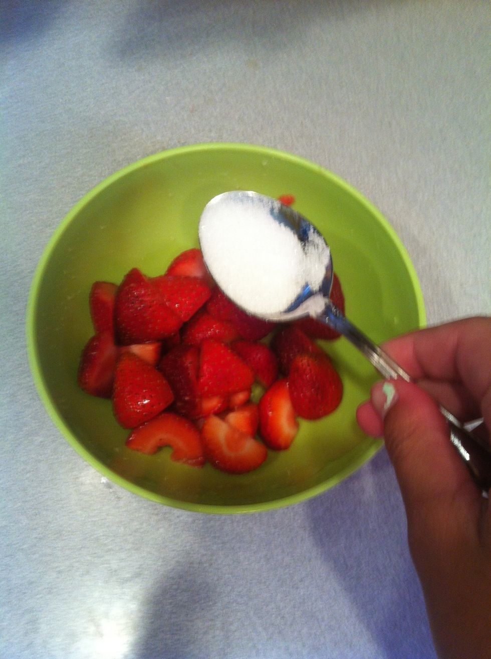 Add the other half of sugar.