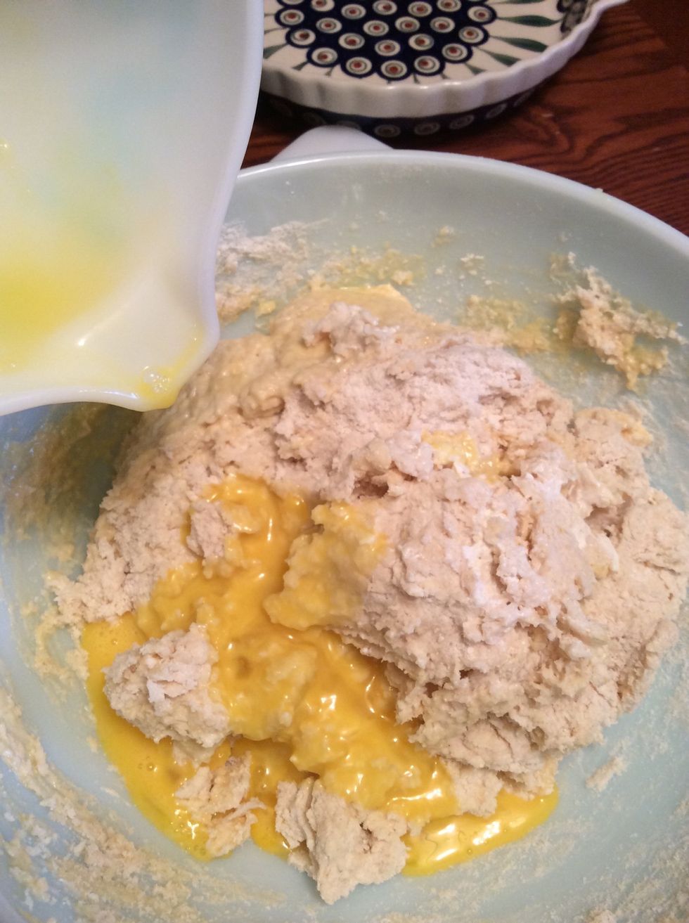 Add the other half of the eggs. And blend smooth. It's much easier to stir at this point.