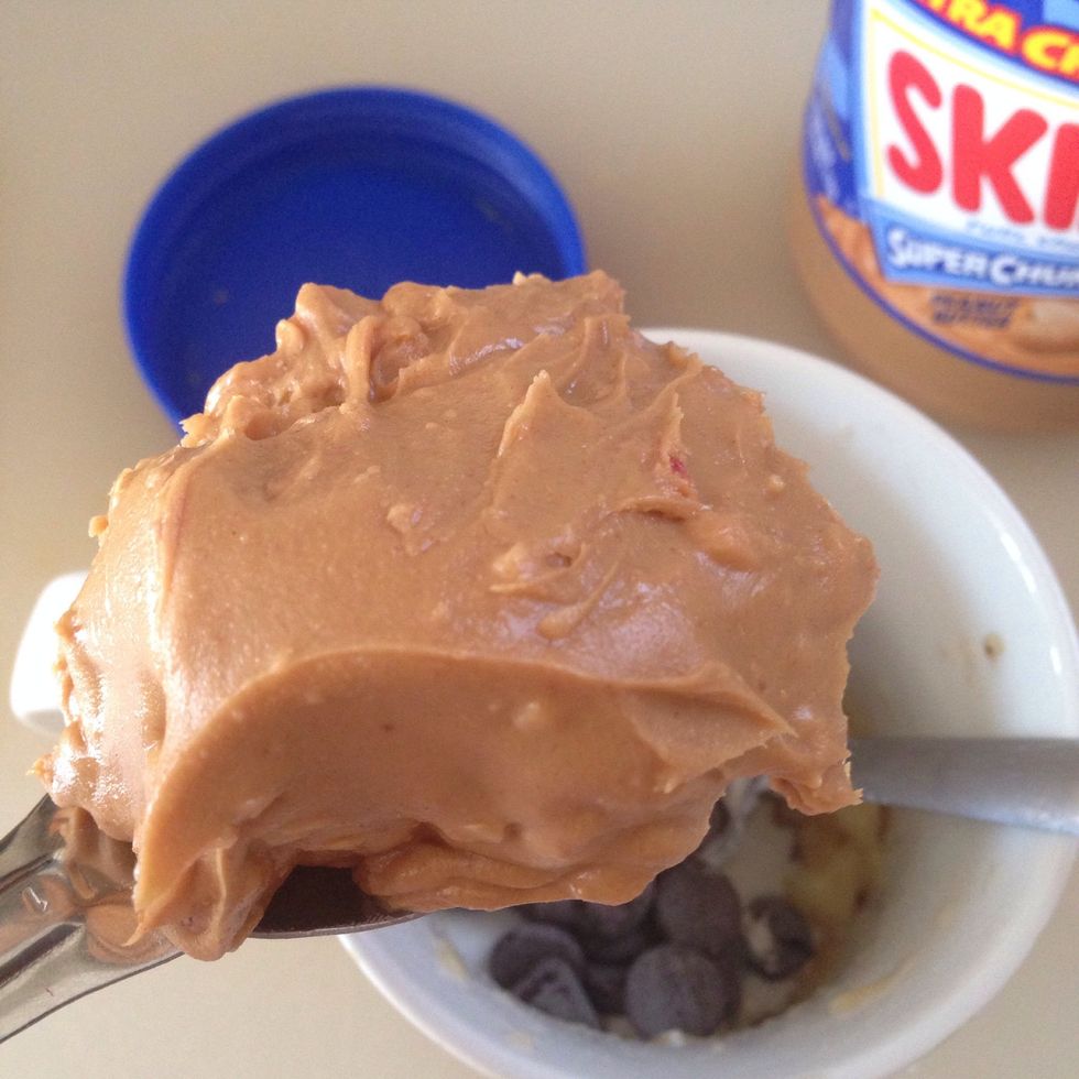 Add the other ingredients along with a heaping spoon of peanut butter. Try using extra crunchy one.