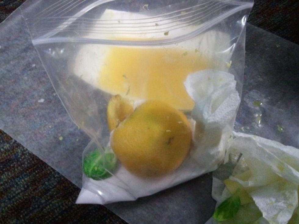Add the paper towel with the pulp to the Baggie.