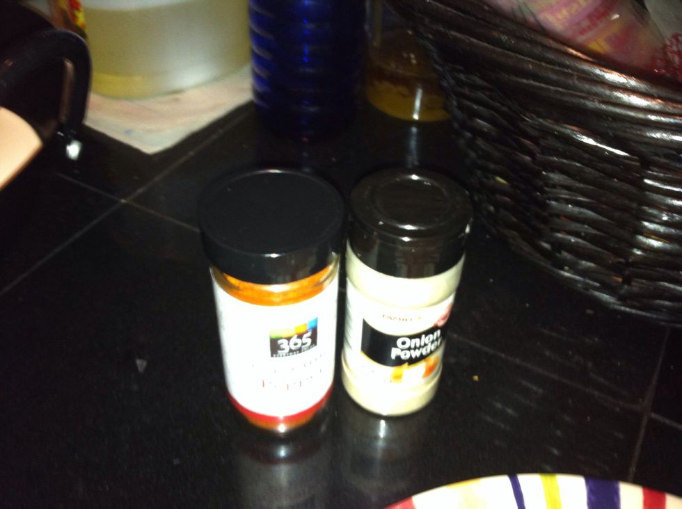 Add the paprika and the onion powder to your chicken before the dunking.