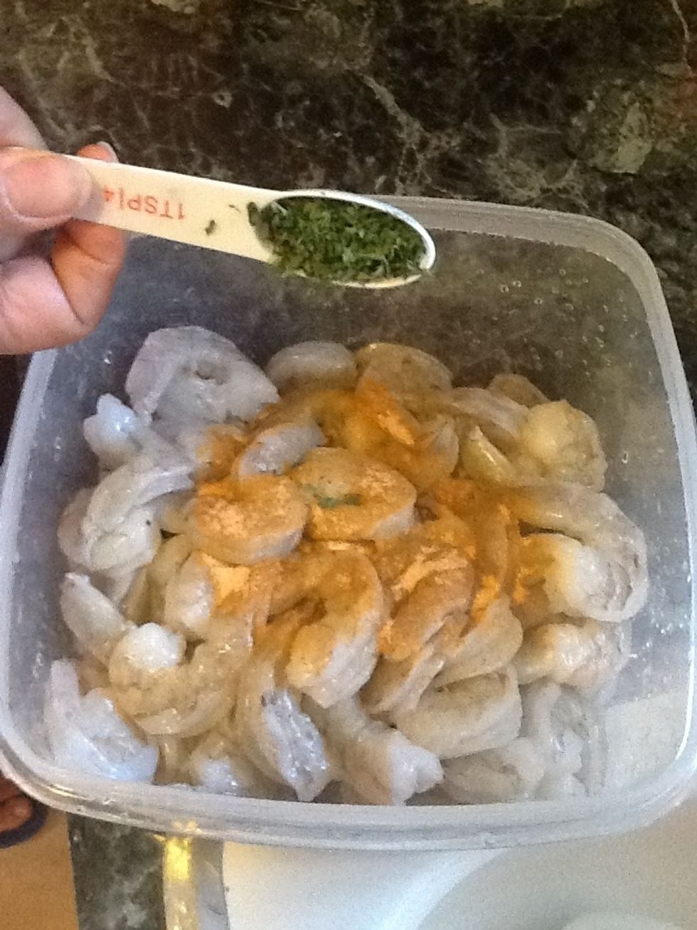 Add the parsley flakes, some salt and pepper to taste and mix it well.