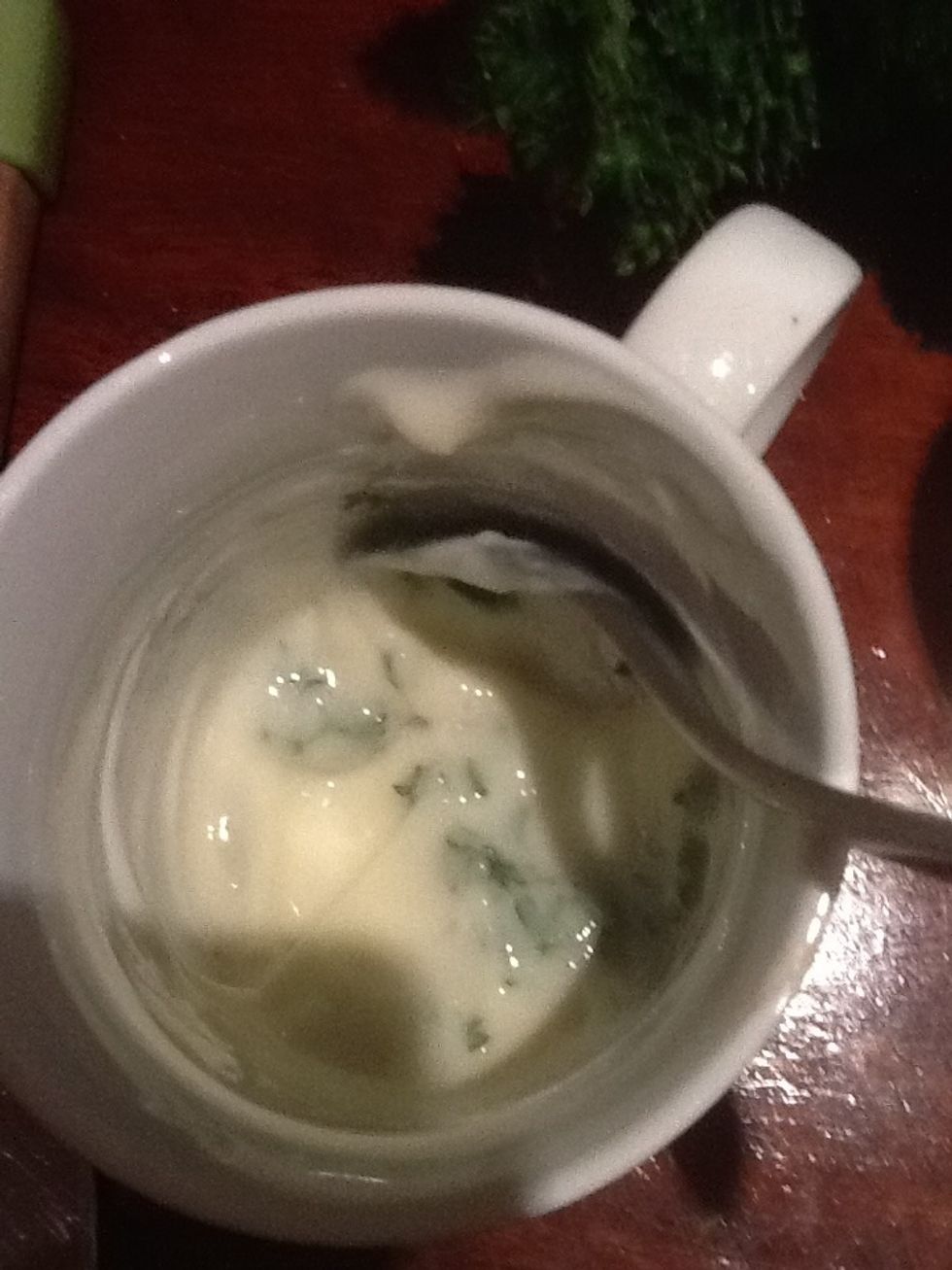 Add the parsley to the mayonnaise and stir.