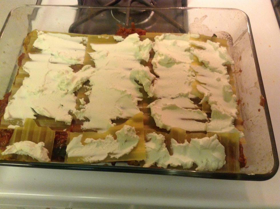 Add the pasta to cover the dish goat cheese face up..