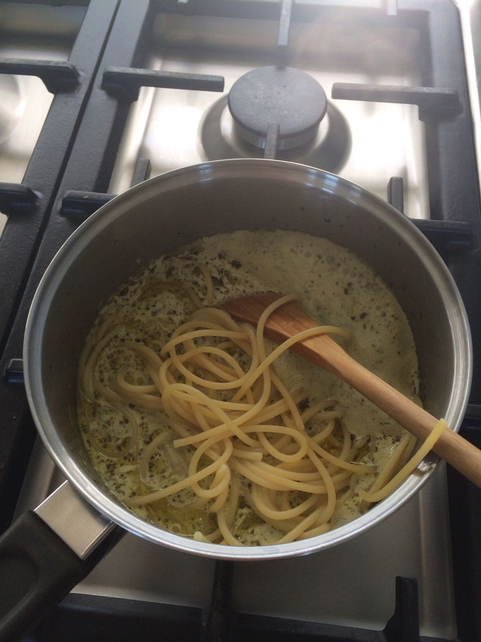 Add the pasta.