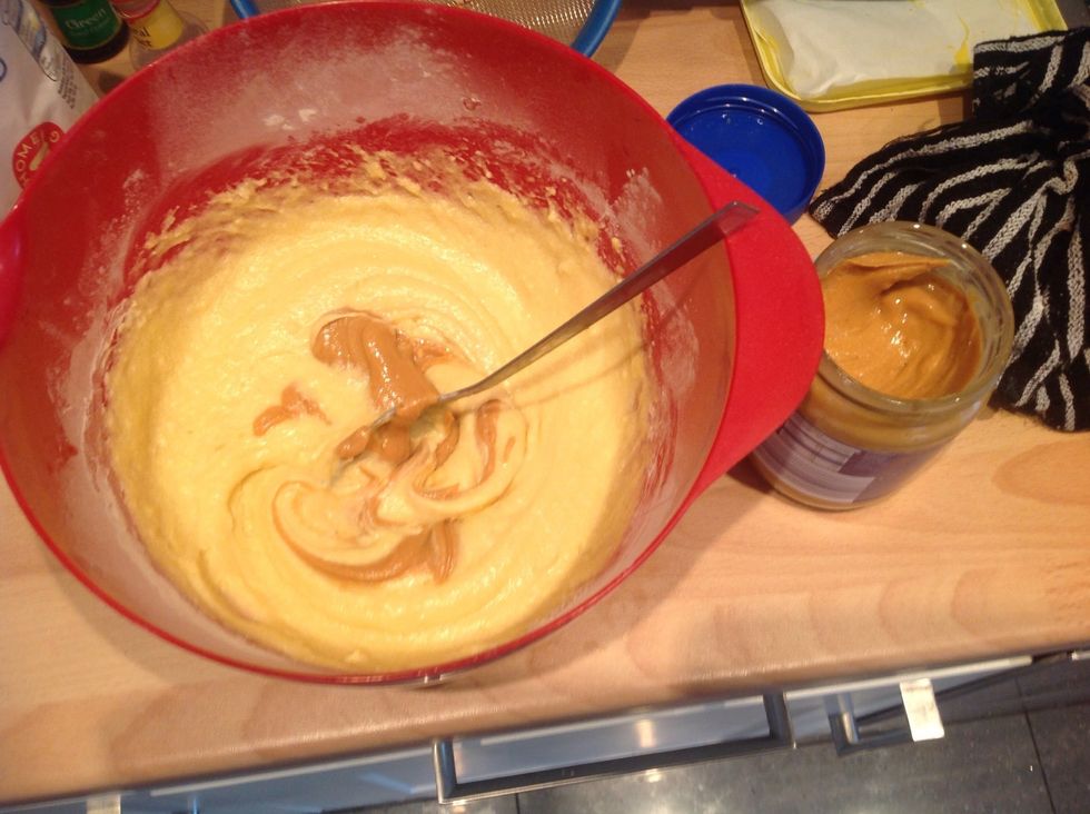 Add the peanut butter and fold in