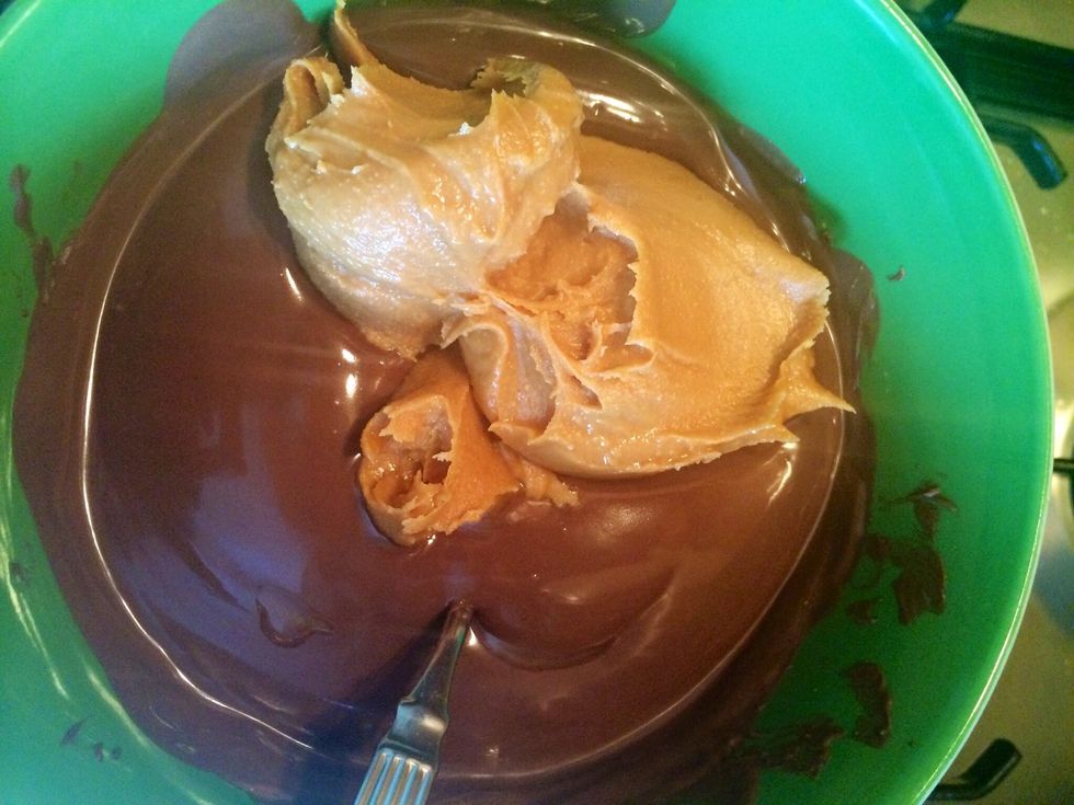 Add the peanut butter and melt.