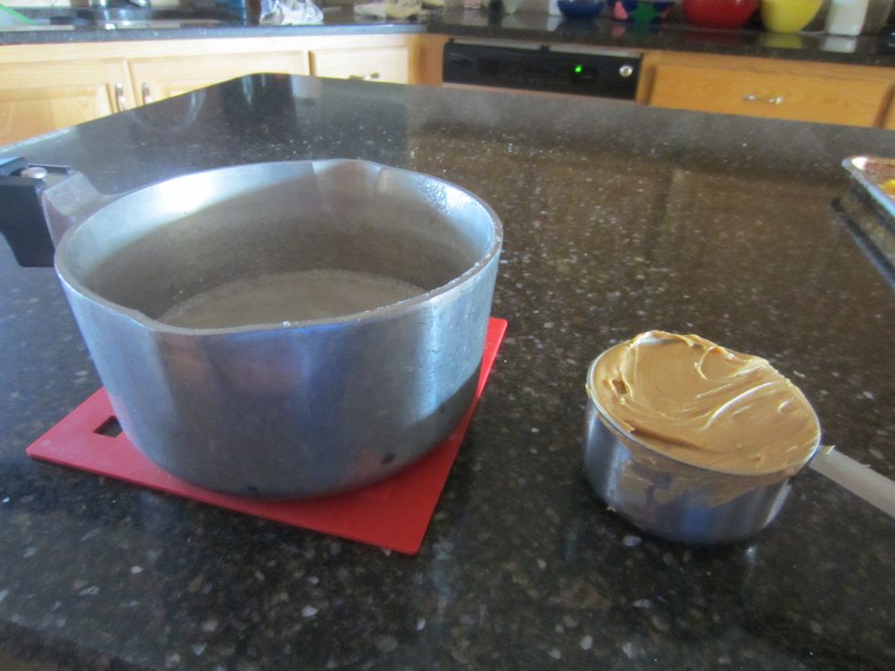 Add the peanut butter to the mixture.