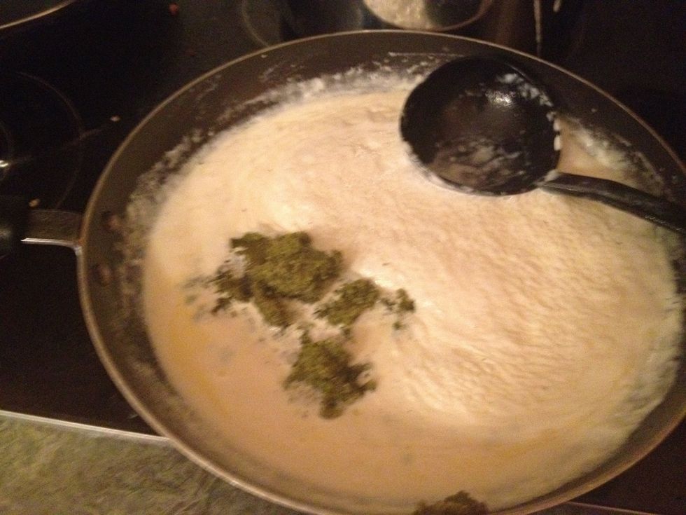 Add the pesto \ud83d\ude0a and continue stirring \ud83d\ude14
