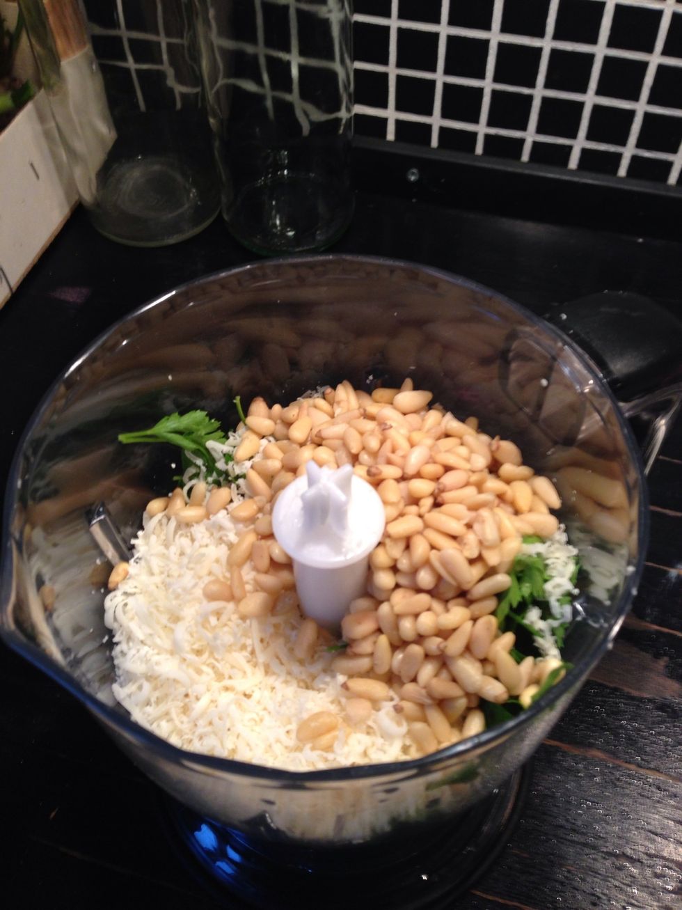 Add the pine nuts (or almonds)