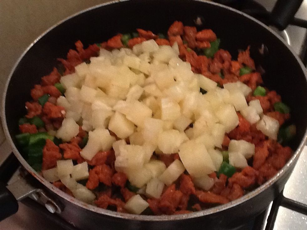 Add the pinneapple and cook for three more minutes