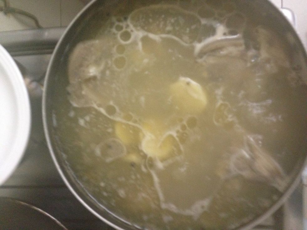 Add the potatoes. Wait until it softens.