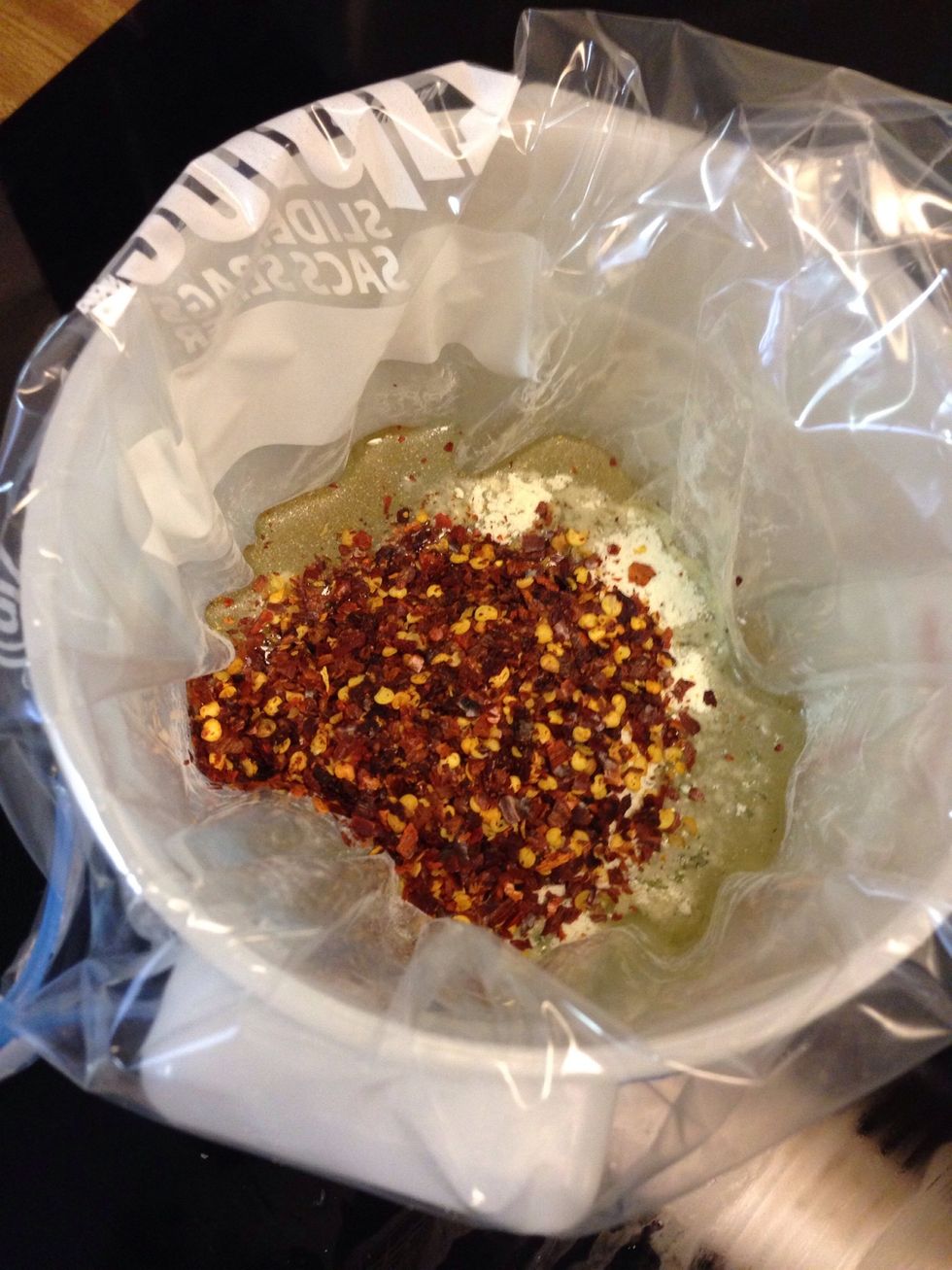 Add the red pepper flakes if you don't want it really hot, only put 1.5 tablespoons. If you like it a little hotter, put 3 tablespoons. I usually put 3.