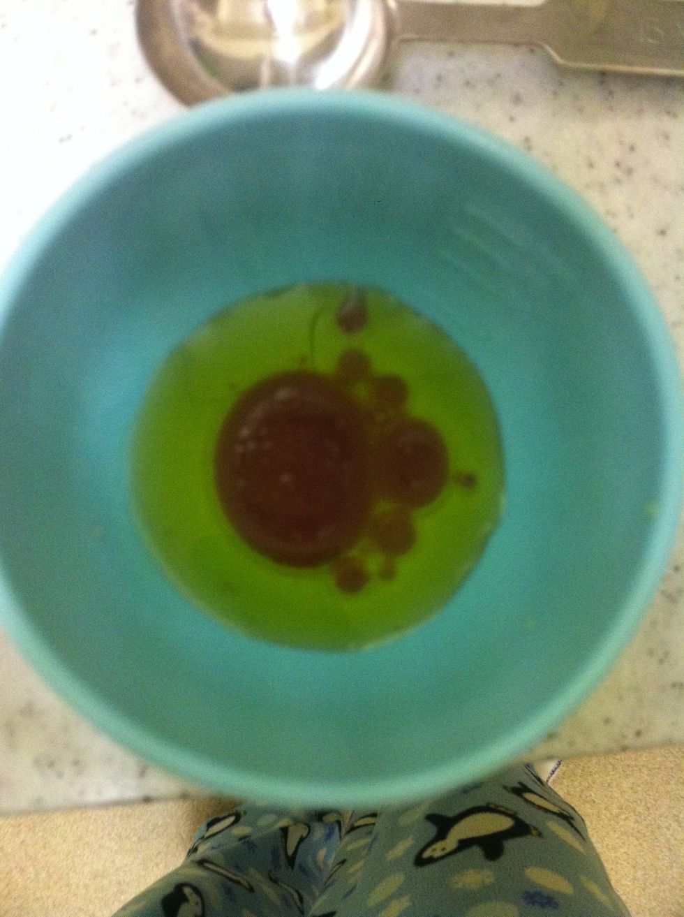 Add the red wine vinegar to the little bowl