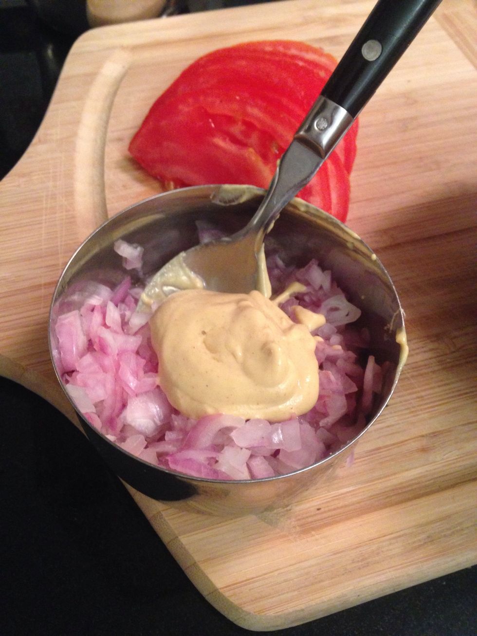Add the remaining mustard to the shallot and lemon juice