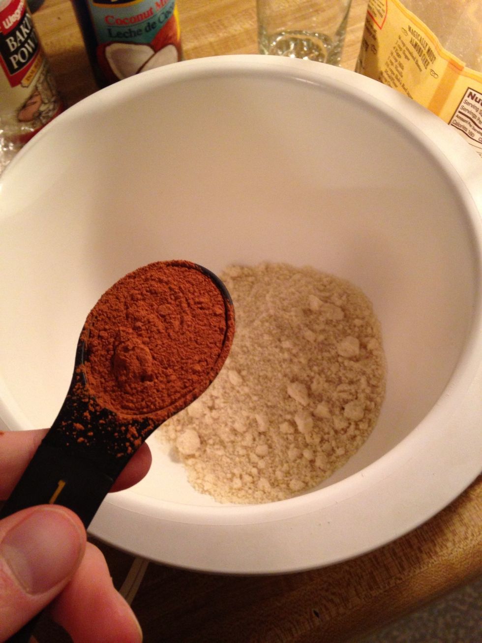 Add the rest of the dry ingredients (baking powder, cinnamon)