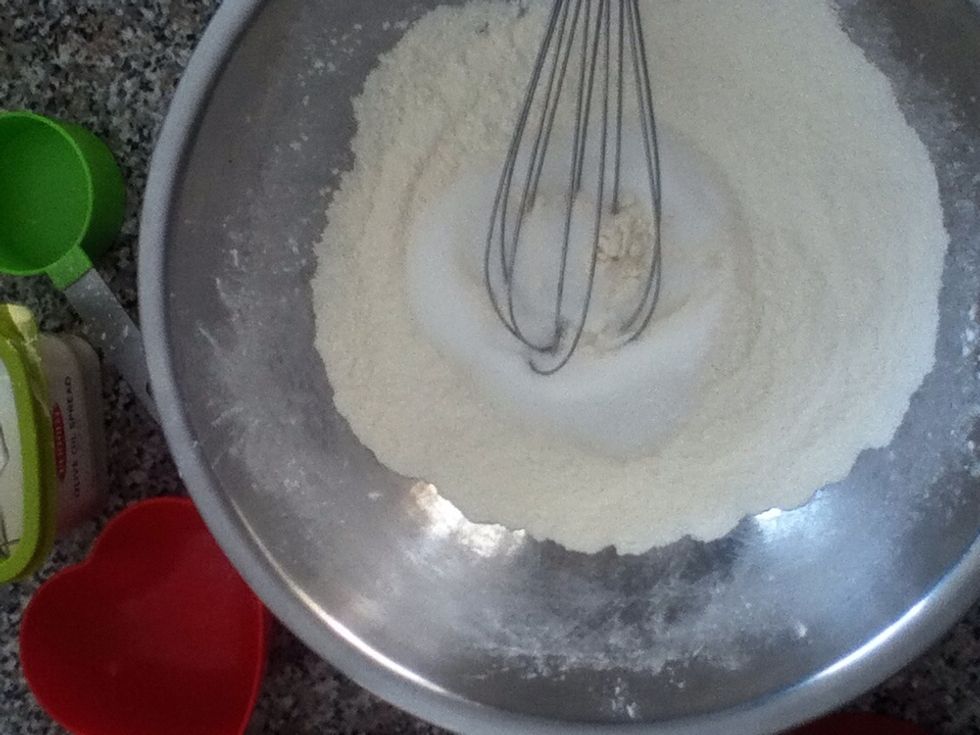 Add the rest of the dry ingredients (sugar, baking powder, bicarb soda) and whisk well.