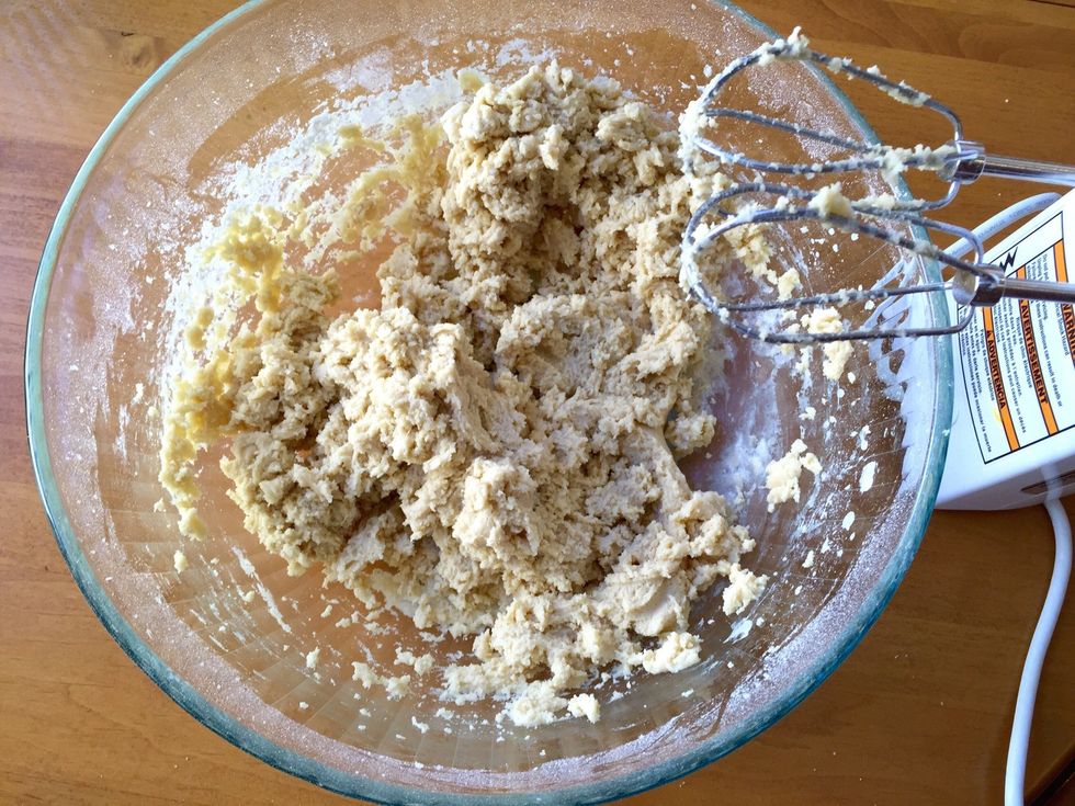 Add the rest of the flour and mix until a sticky dough forms.