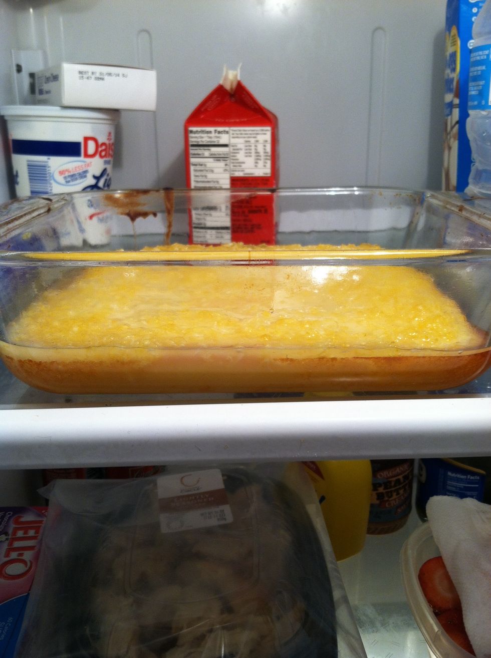 Add the rest of the glaze on and put in the fridge for 30 minutes.
