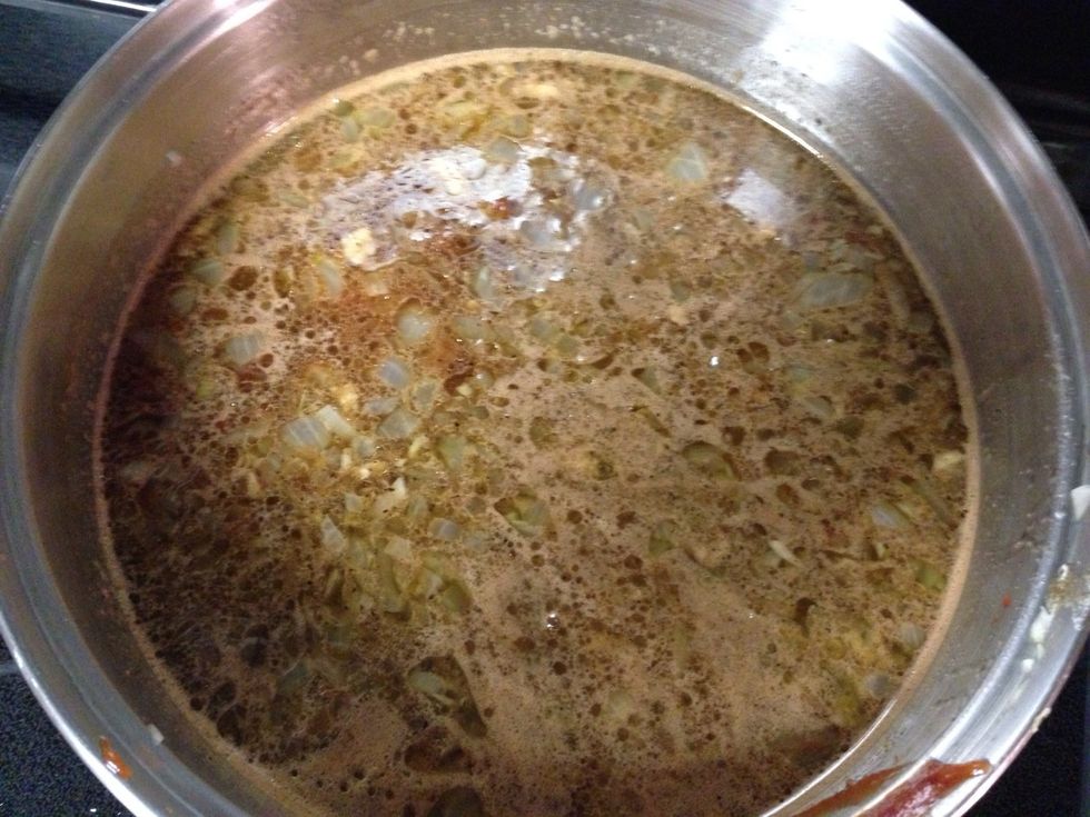 Add the rest of the ingredients and simmer for 20 minutes until the sauce begins to thicken.