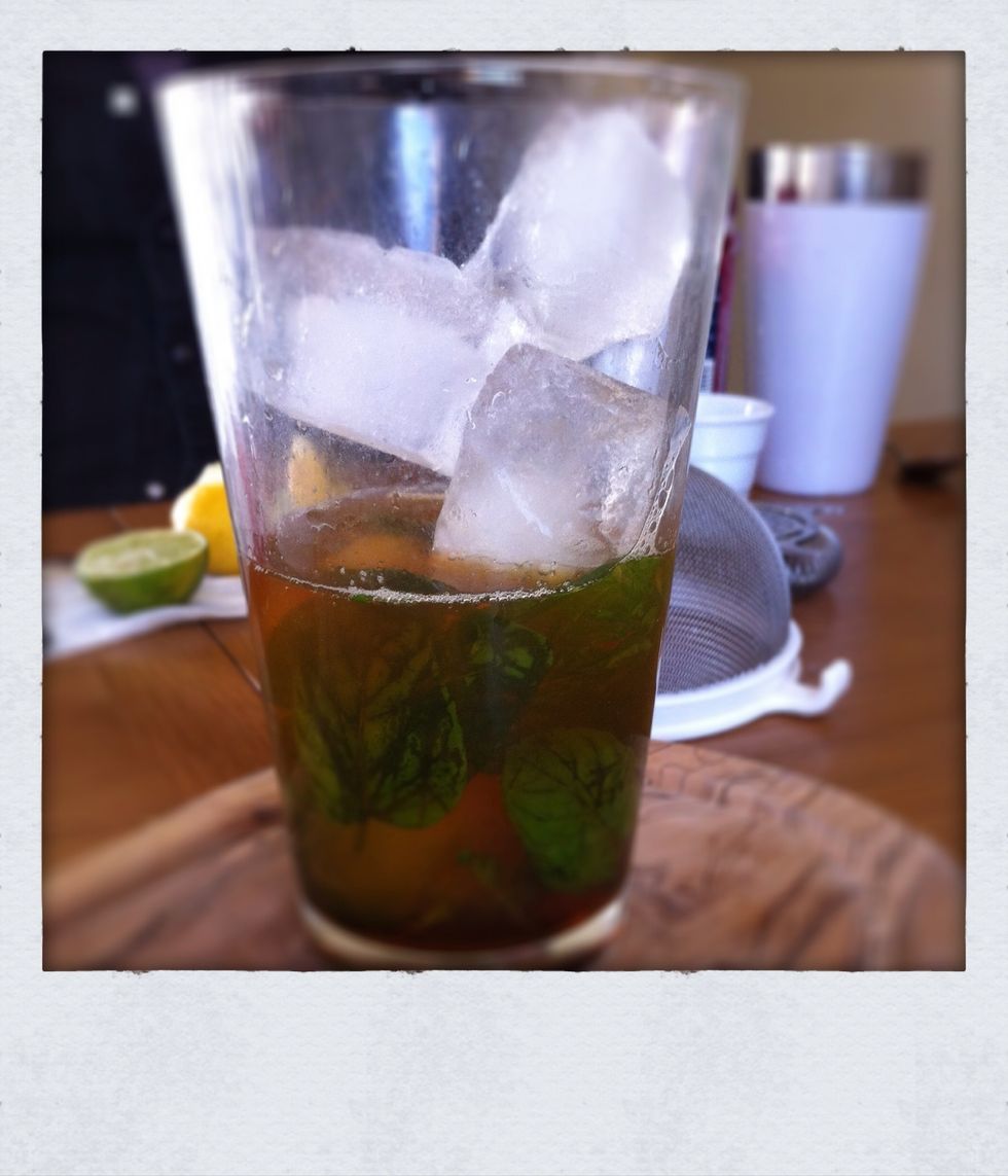 Add the rest of the ingredients, ice and shake hard.