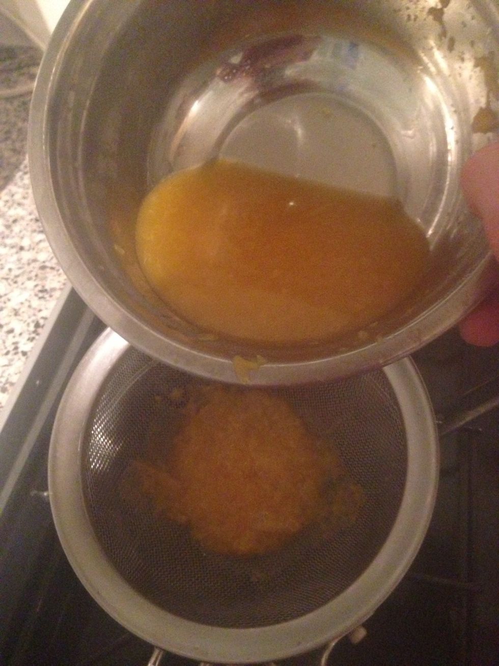 Add the rest of the juice once the gelatine has dissolved,you can press the pulp at this stage to get the most from your clementines.