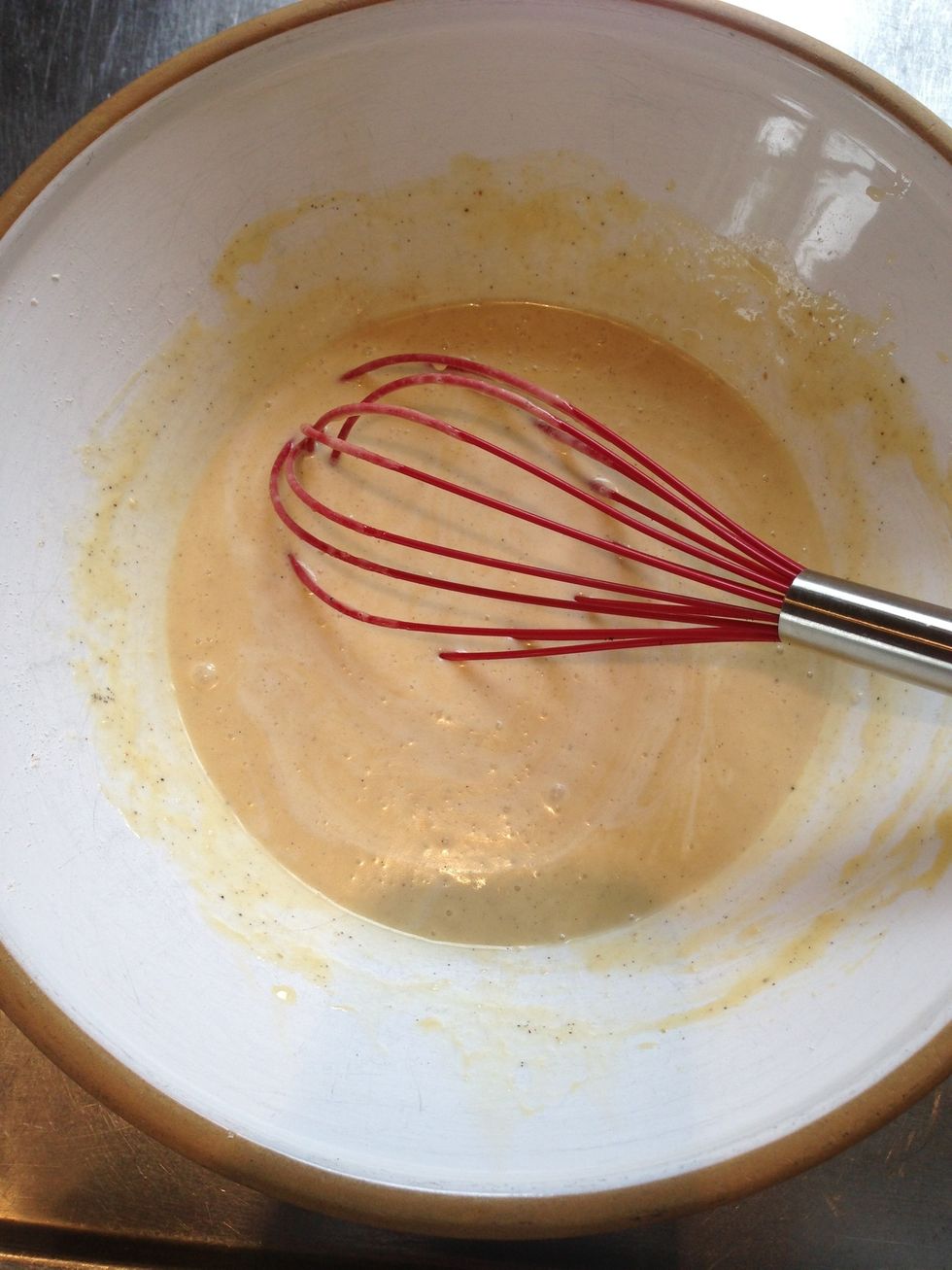 Add the rest of the milk and whisk.