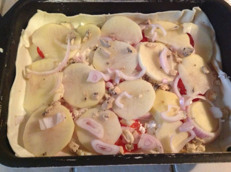 Add the rest of the onion mixture.