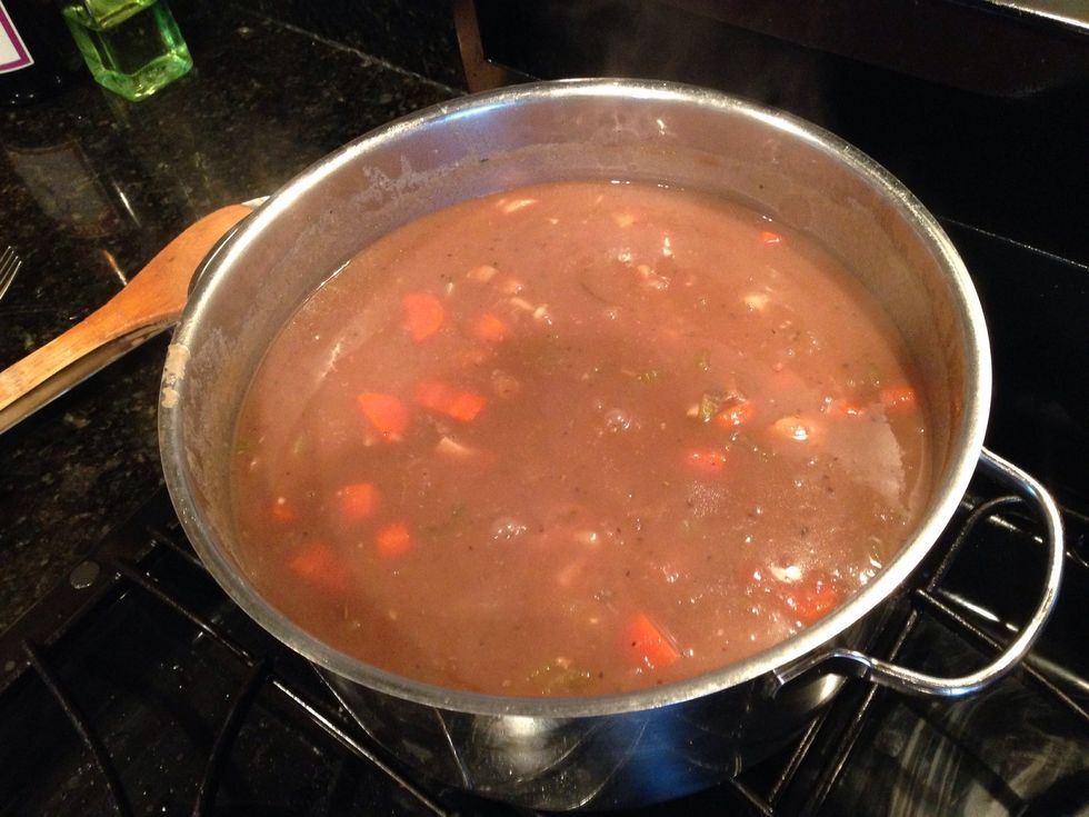 Add the rest of the vegetables and garlic. Cook for 45-60 mins. Total time to make this recipe should be 2 hours. You don't want to cook this all day as the vegetables will lose their texture.