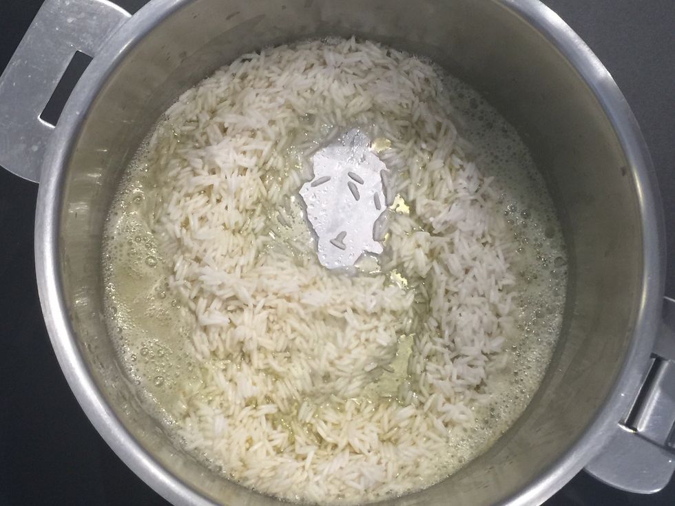 Add the rice and cook 3-4 mins