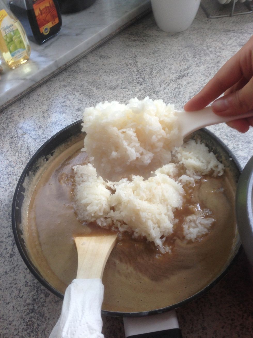 Add the Rice and cook it a Little Bit dry.