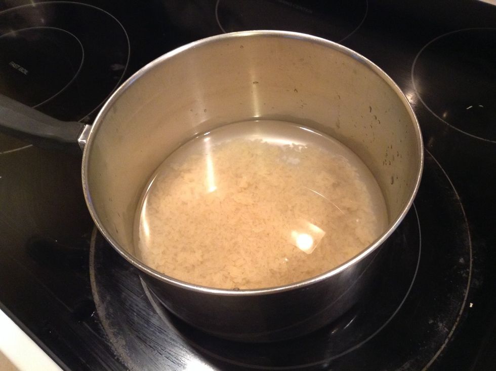 Add the rice and water to a pot and let it come to a boil. Simmer for 20 minutes, with the lid on