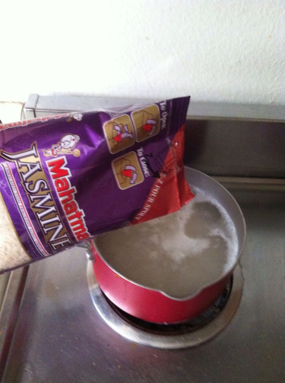 add the rice once the water is boiling and let it cook.