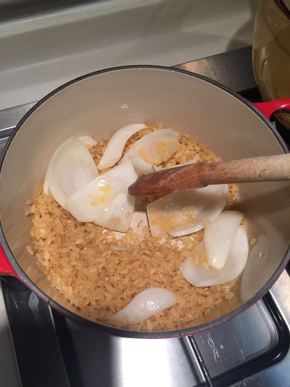 Add the risotto and stir.